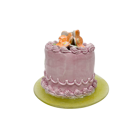 Plated Pink Petite Cake With Flowers 16