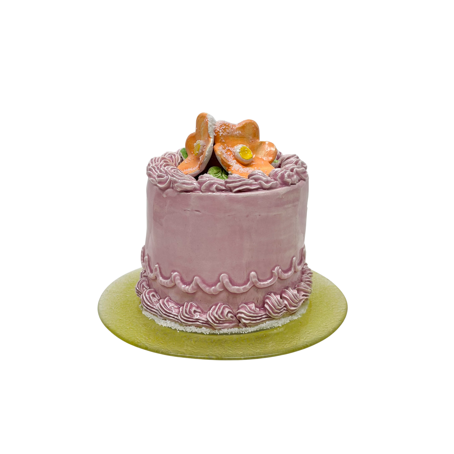 Plated Pink Petite Cake With Flowers 16