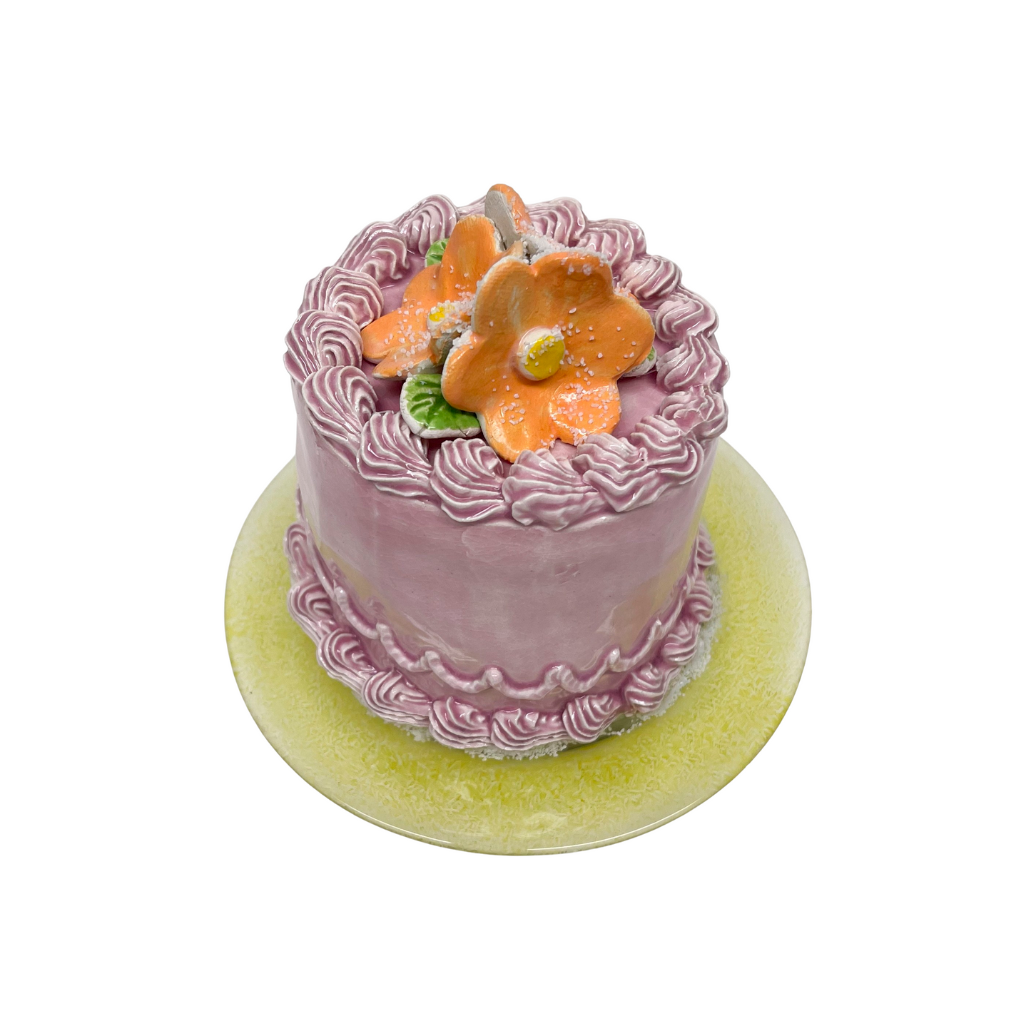 Plated Pink Petite Cake With Flowers 16