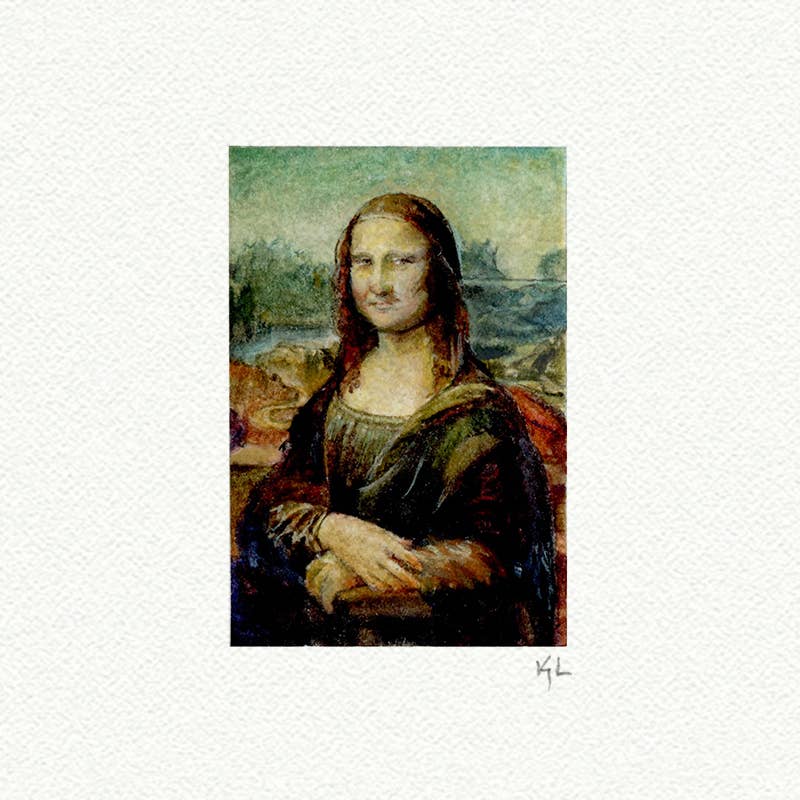 Mona Lisa Miniature Watercolor Print