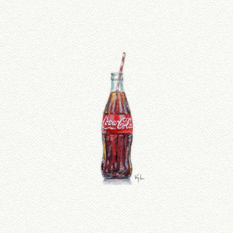 Coke Bottle Miniature Watercolor Print