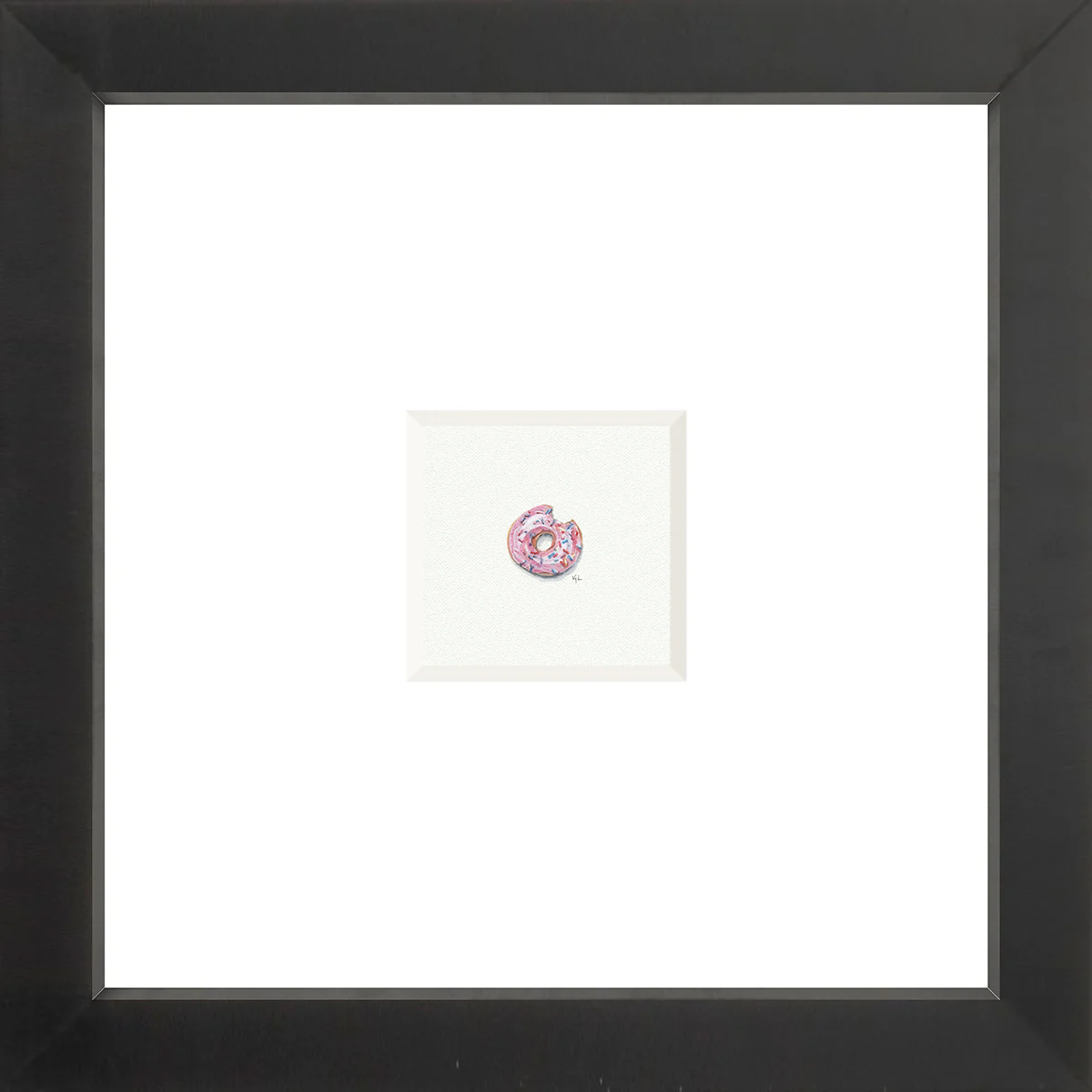 Strawberry Sprinkle Donut Miniature Watercolor Print