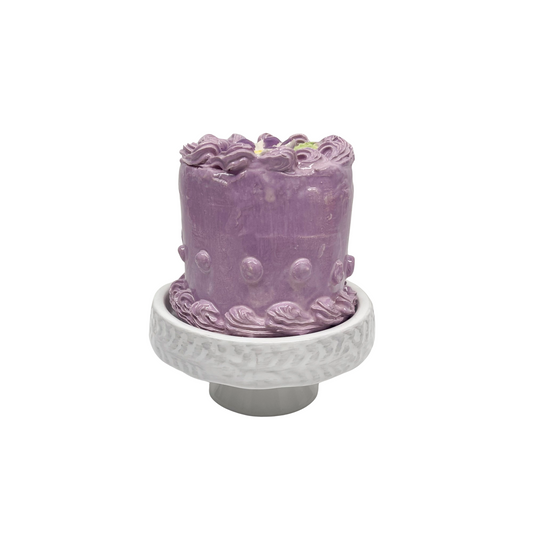 Purple Petite Cake With Purple Flower On Pedestal 02