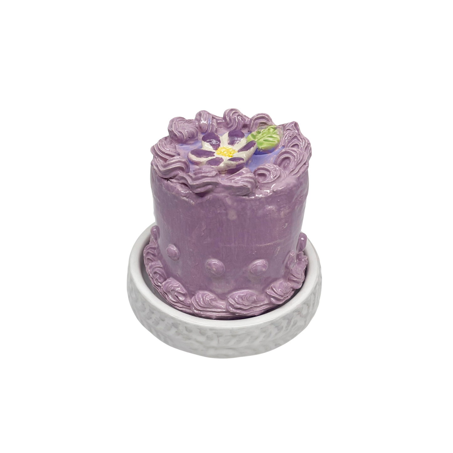 Purple Petite Cake With Purple Flower On Pedestal 02