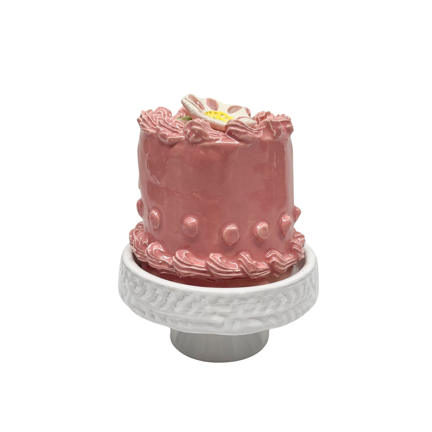 Pink Petite Cake With Pink Flower On Pedestal 03