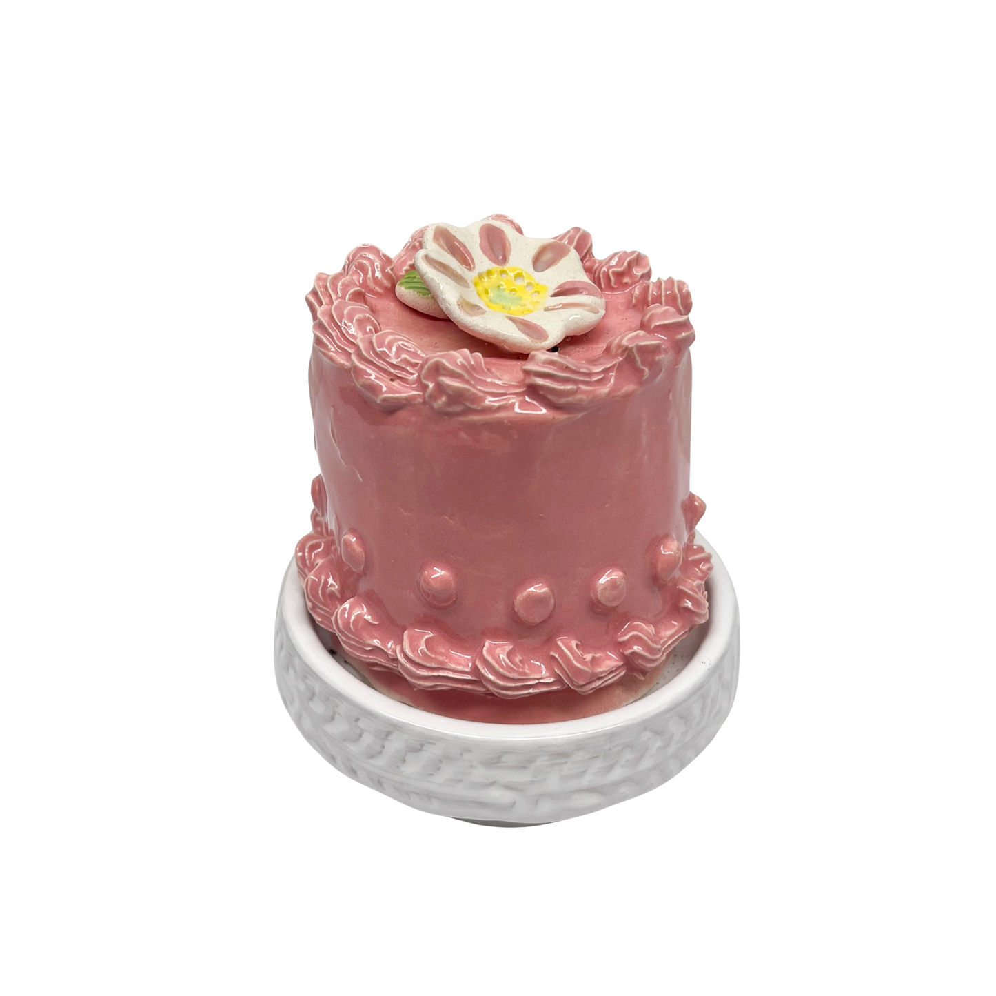 Pink Petite Cake With Pink Flower On Pedestal 03