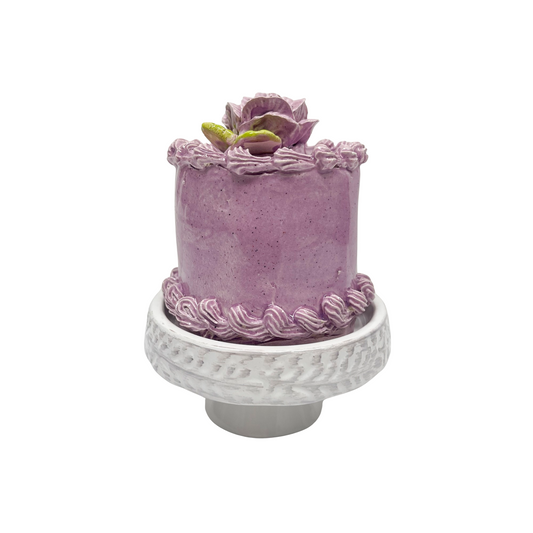 Purple Petite Cake With Purple Flower On Pedestal 06