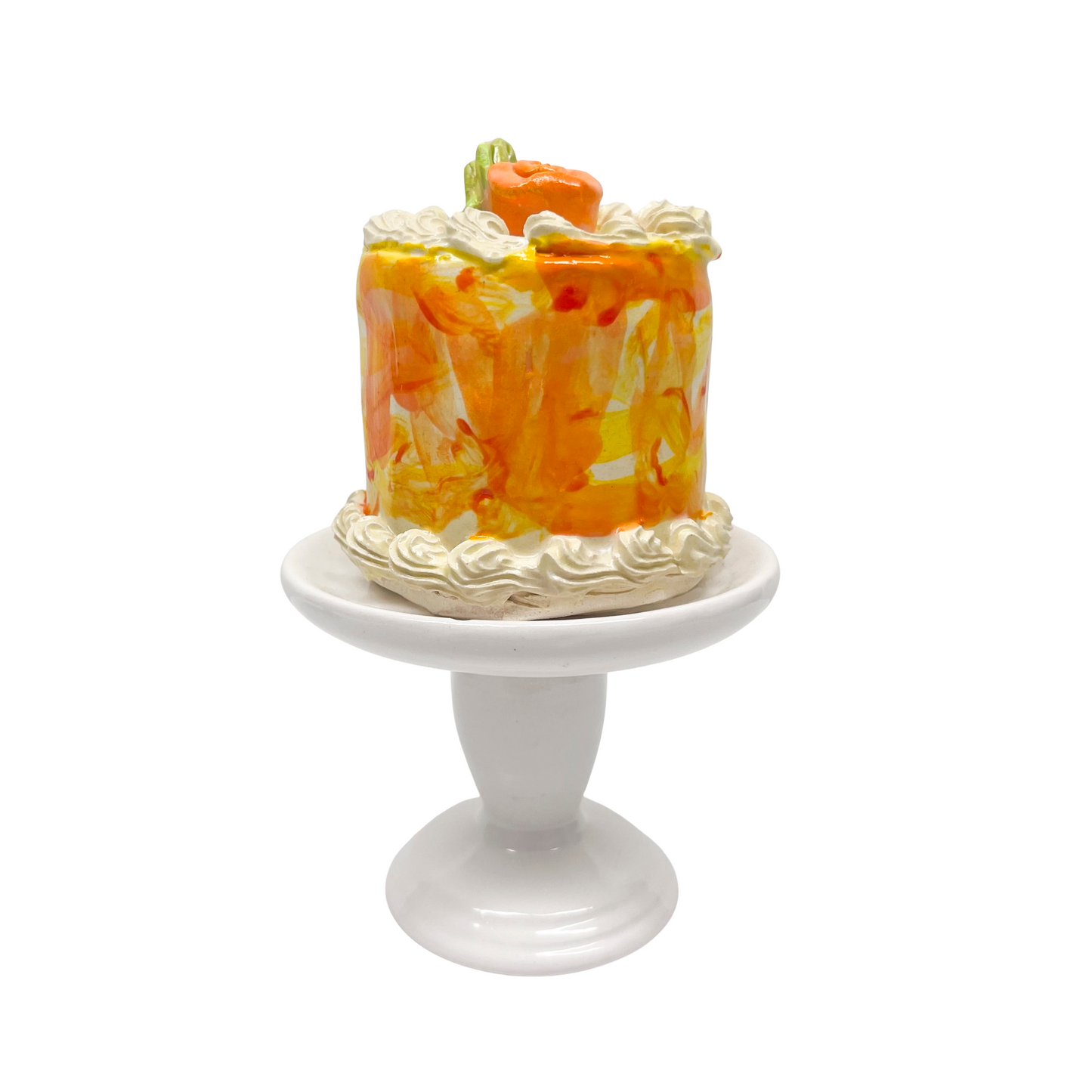 Abstract Orange Petite Cake On Pedestal 08