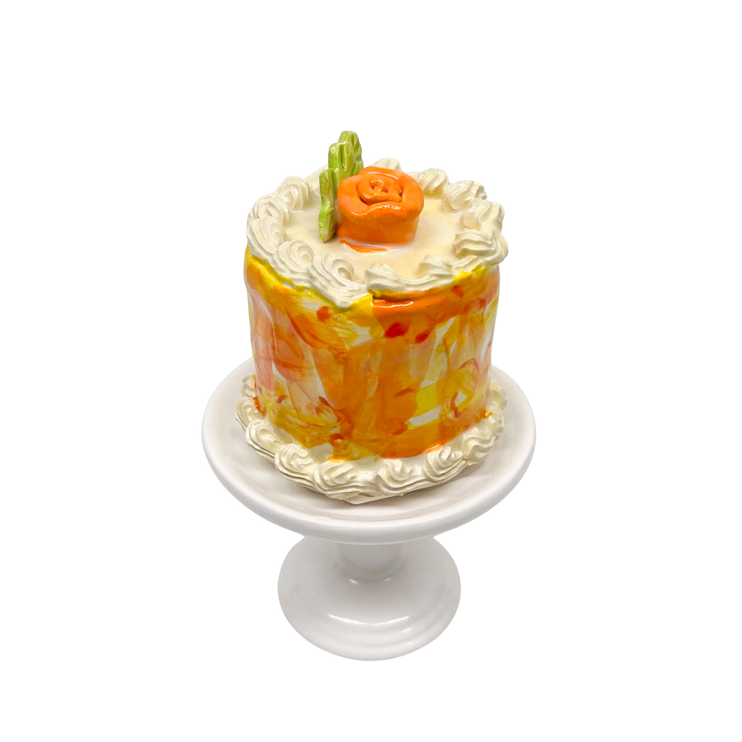 Abstract Orange Petite Cake On Pedestal 08