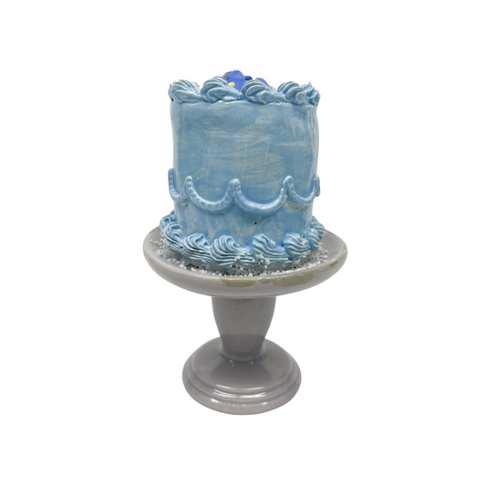 Blue Flower Petite Cake On Pedestal 09