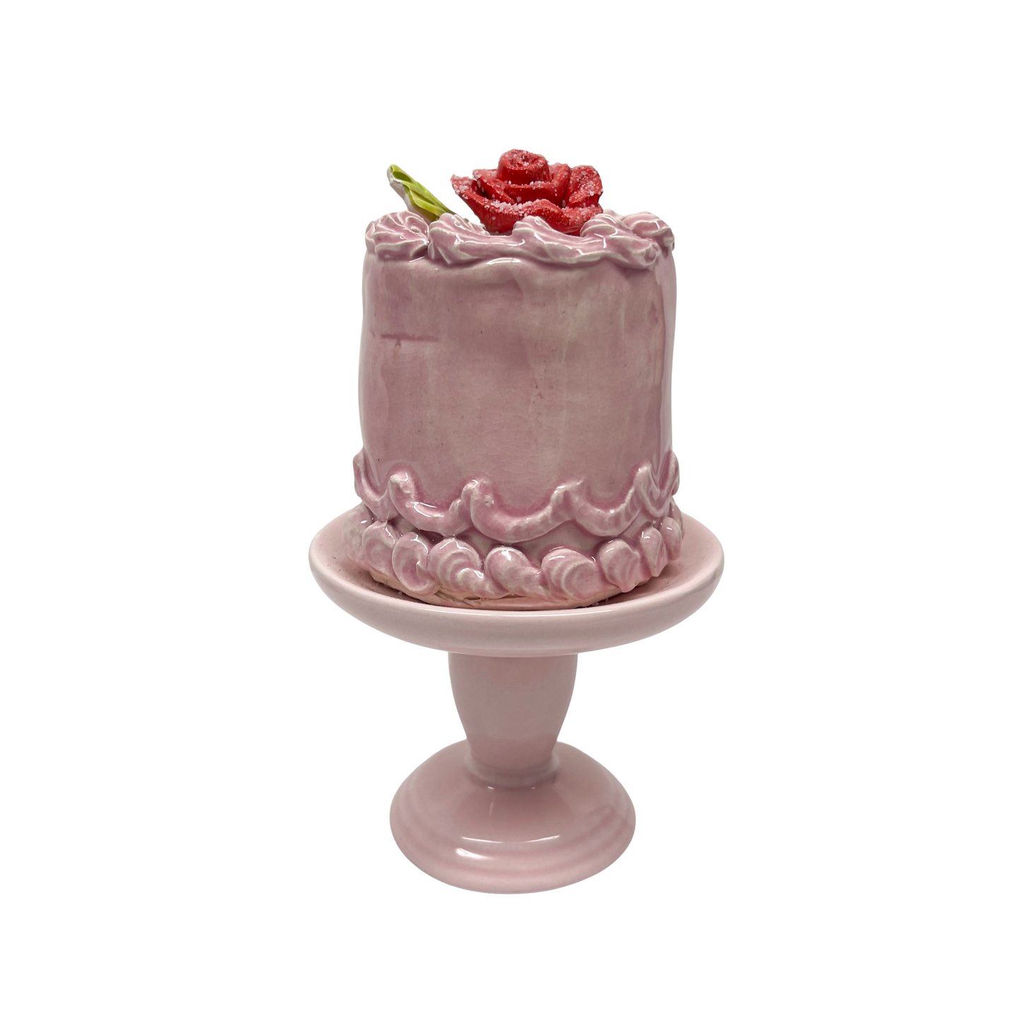 Pink Petite Cake With Rose On Pedestal 11