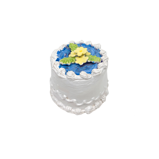 White Petite Cake with Blue Topping 56