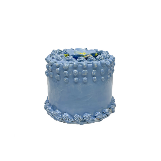 Blue Cake With Blue Flowers And Brûlée 1