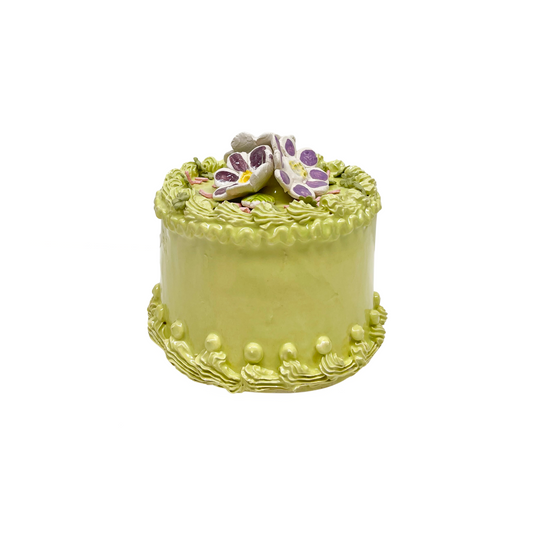 Chartreuse Cake With Flowers, Shamrocks and Sprinkles 2