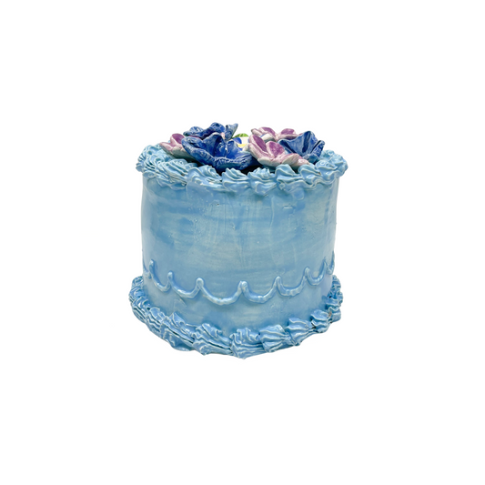 Blue Cake With Multi Flowers 8