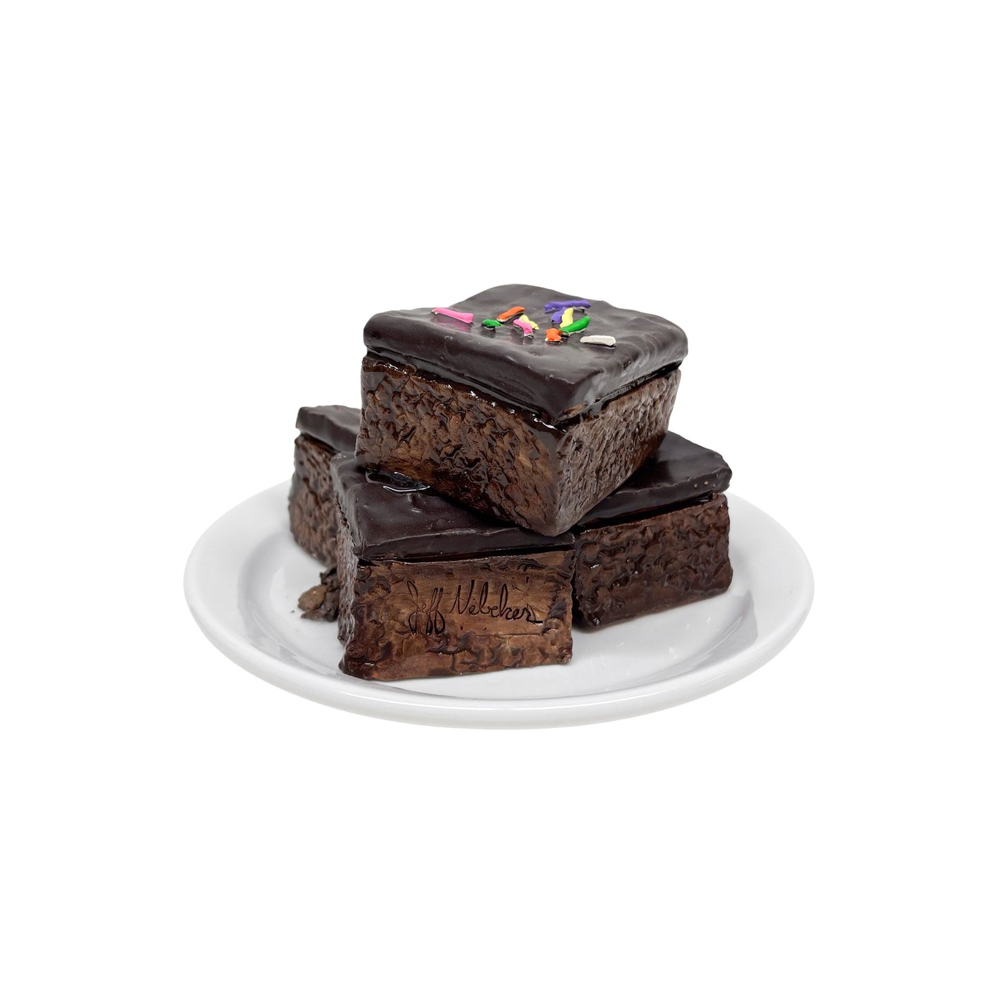 Four Plated Brownies with Sprinkles 8