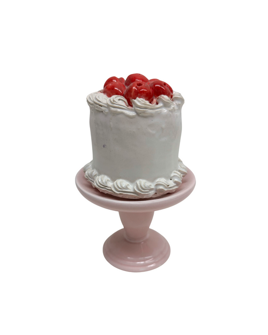 Cherry Topped White Cake On Pedestal 17