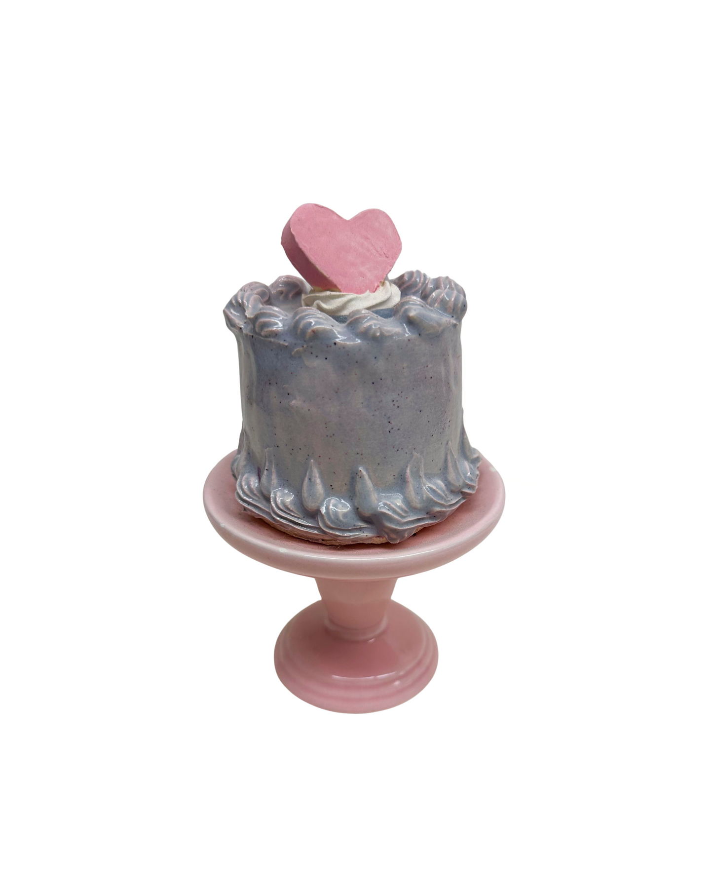 Candy Heart Topped Purple Cake On Pedestal 18