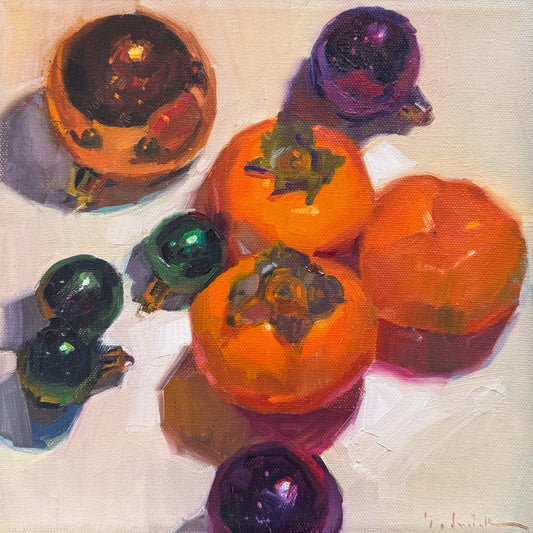 Persimmons, Green And Purple