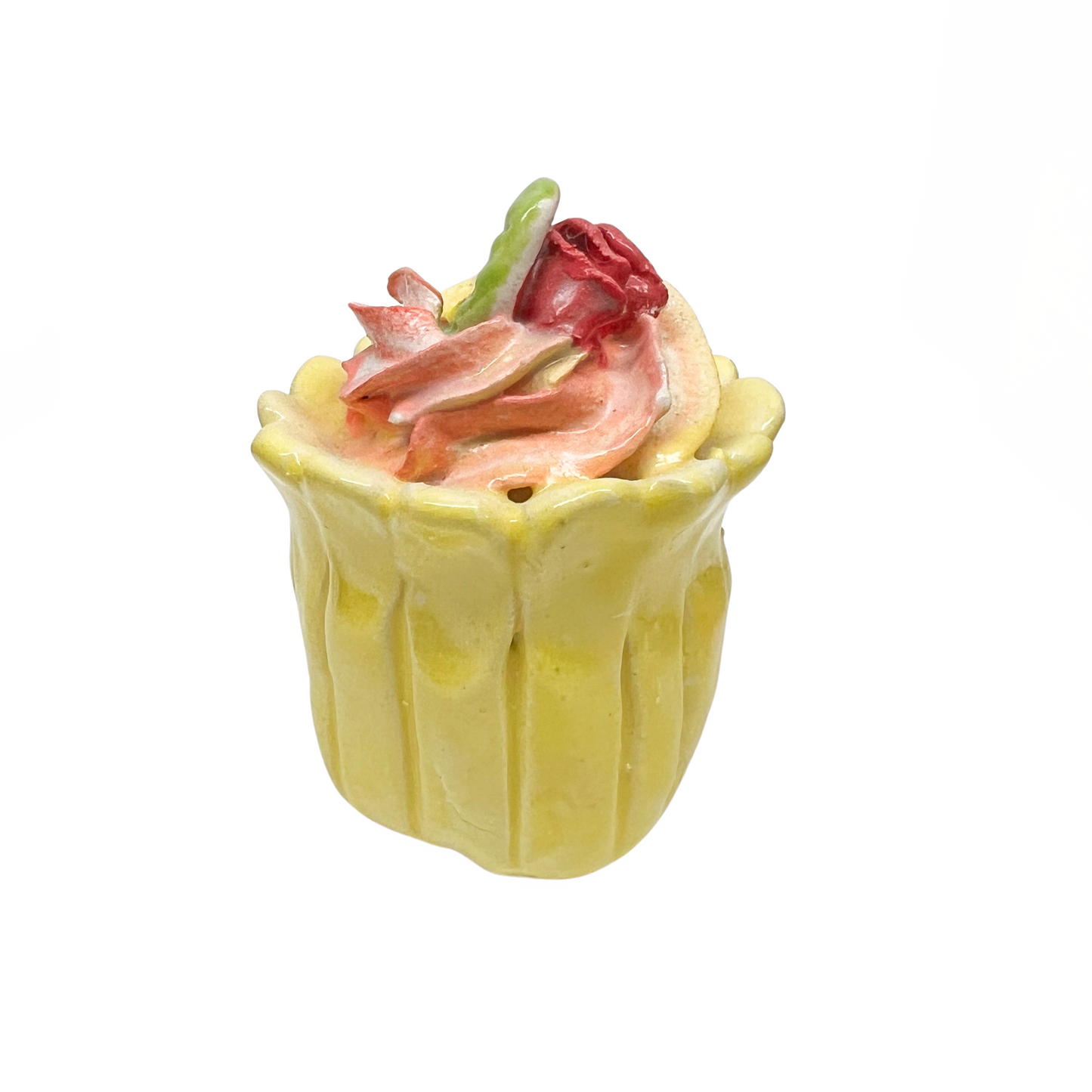 Yellow Swirl Cupcake With Rose