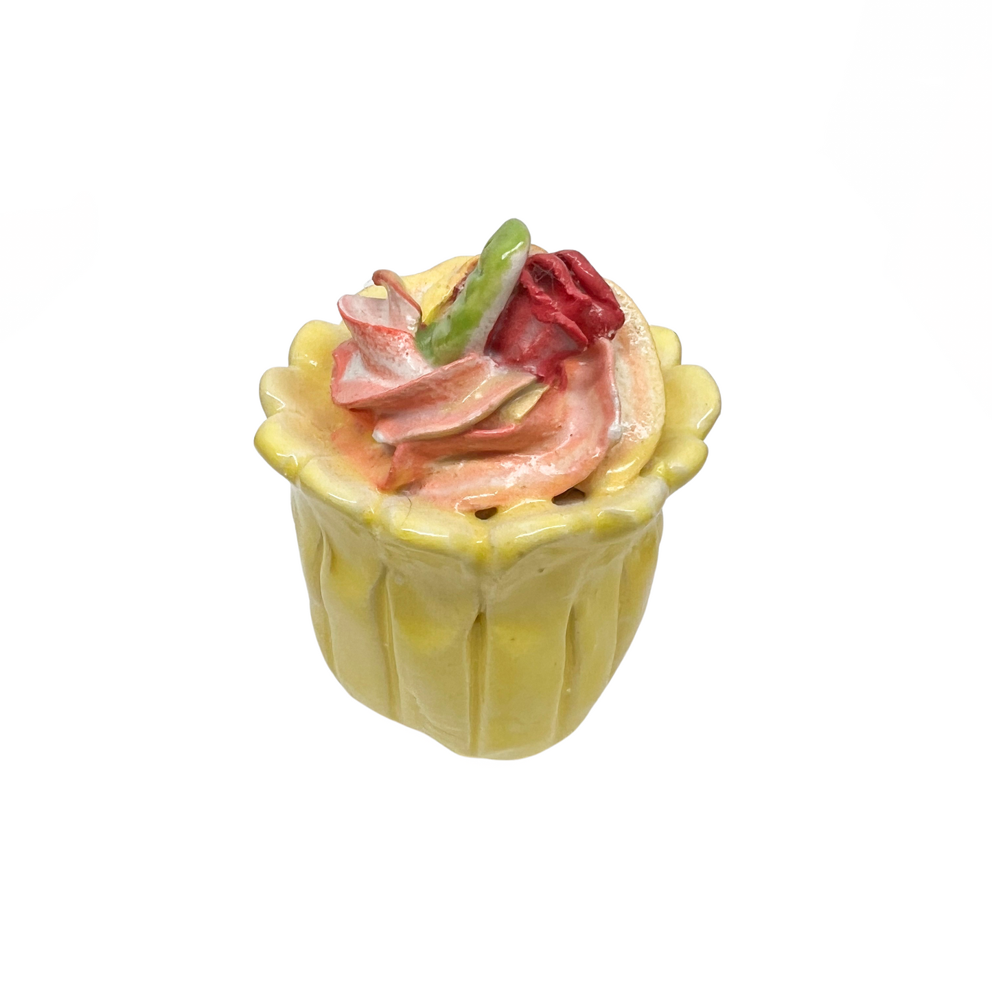 Yellow Swirl Cupcake With Rose