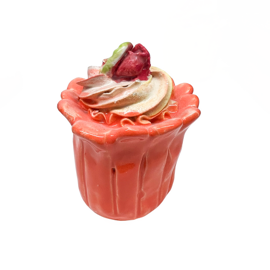 Orange Swirl Cupcake With Rose