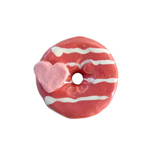 Raspberry Donut With Vanilla Drizzle And Conversation Heart