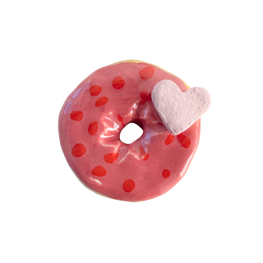 Cherry Donut With Dots And Conversation Heart