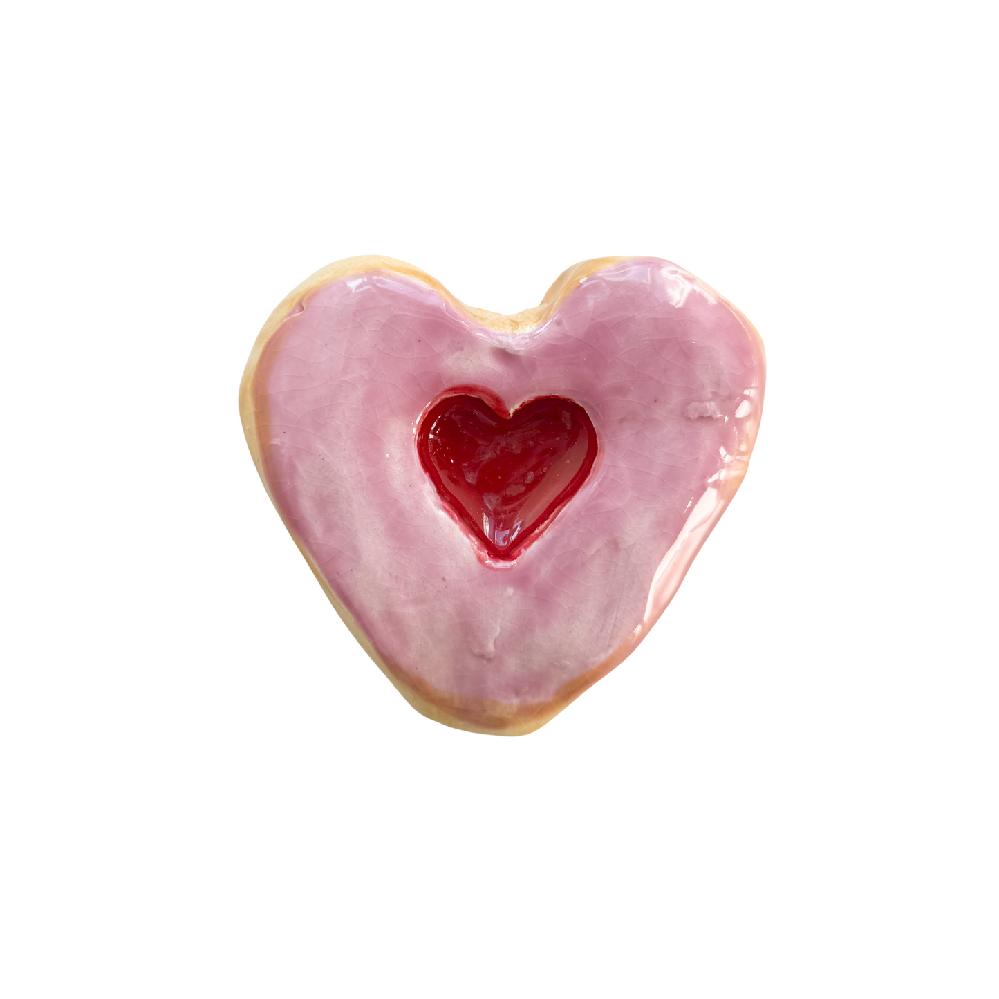 Strawberry Glaze Heart Donut With Cherry Filling