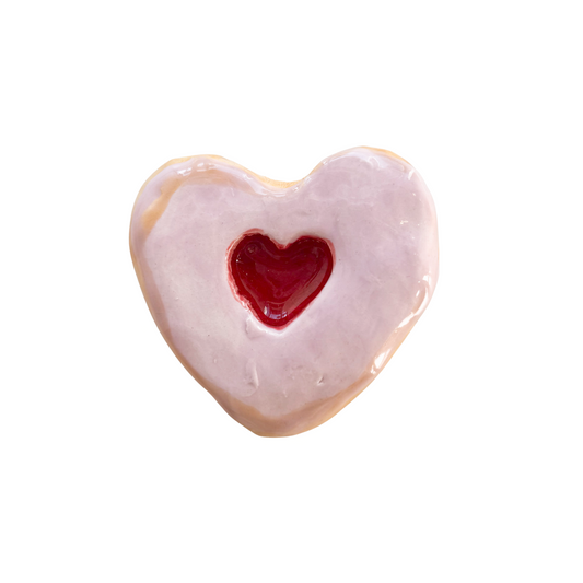 Strawberry Cream Heart Donut With Cherry Filling