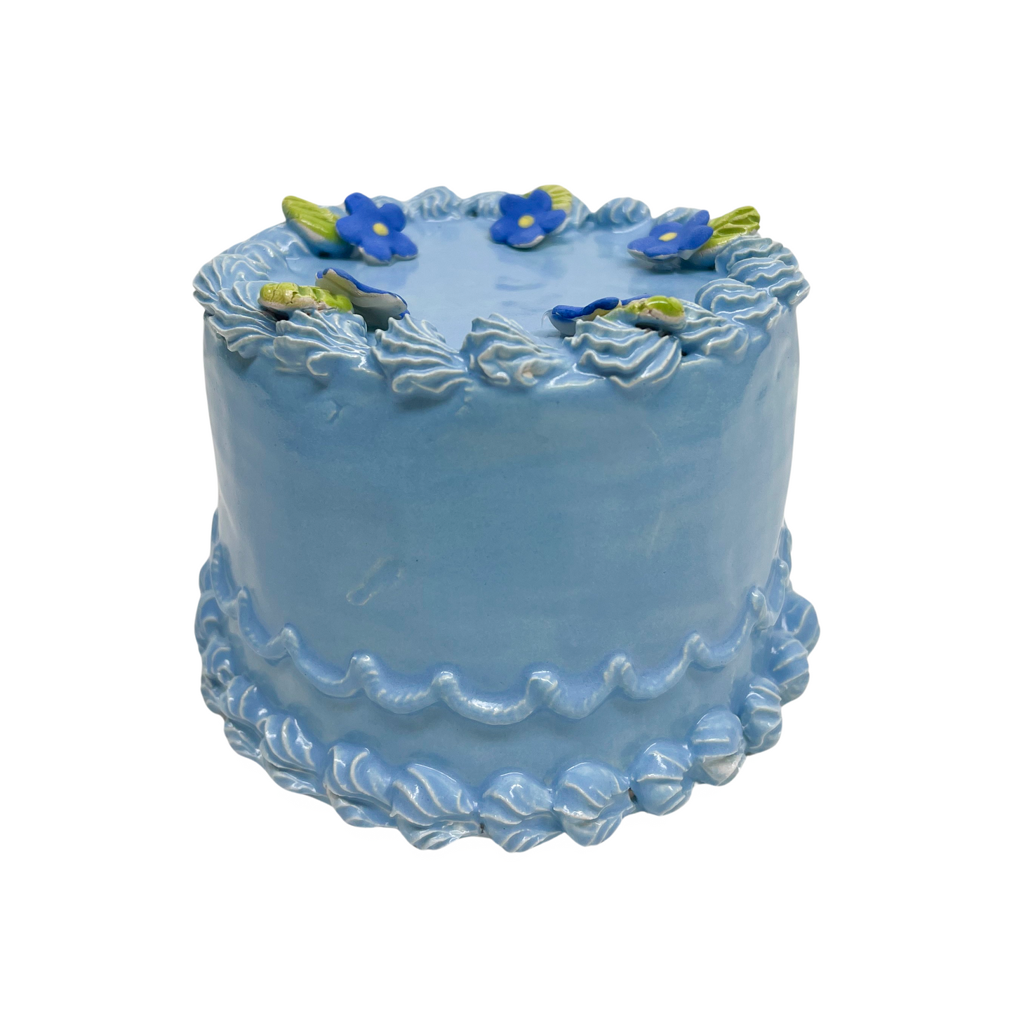 Blue Cake With Blue Flowers 3