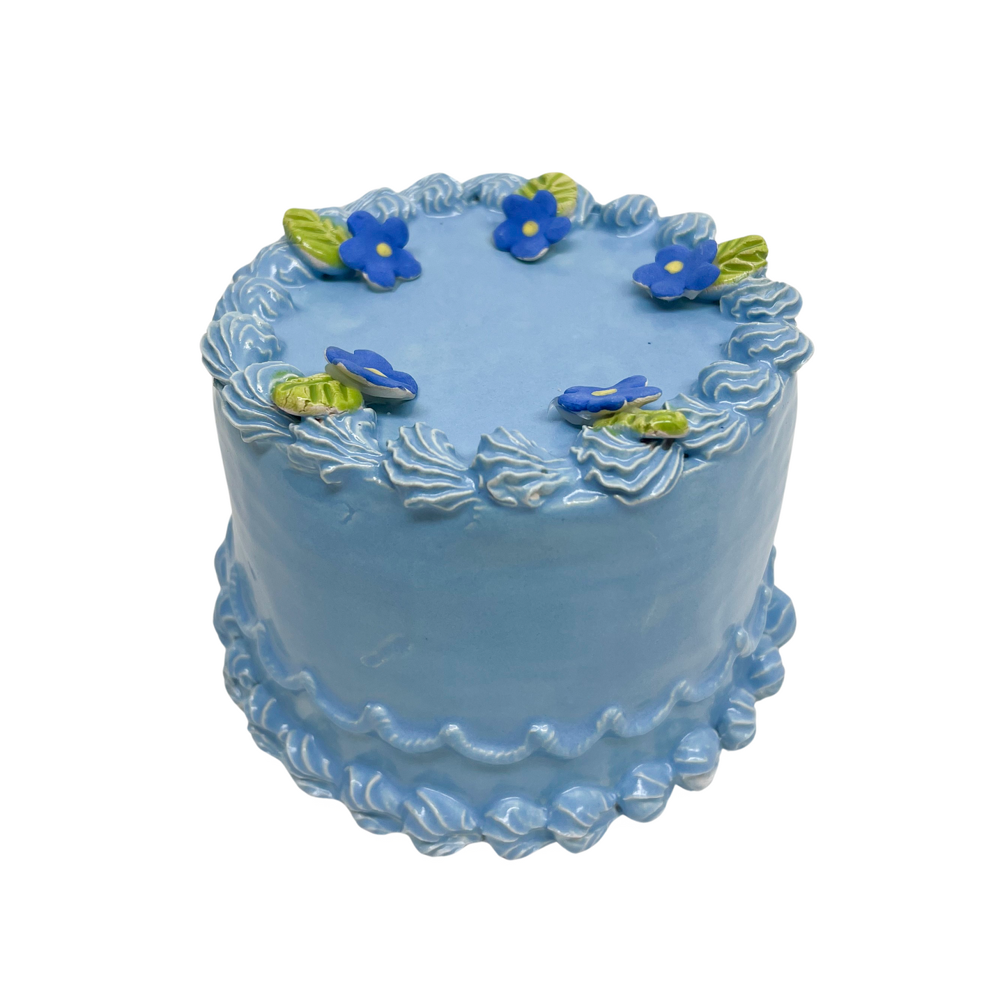 Blue Cake With Blue Flowers 3