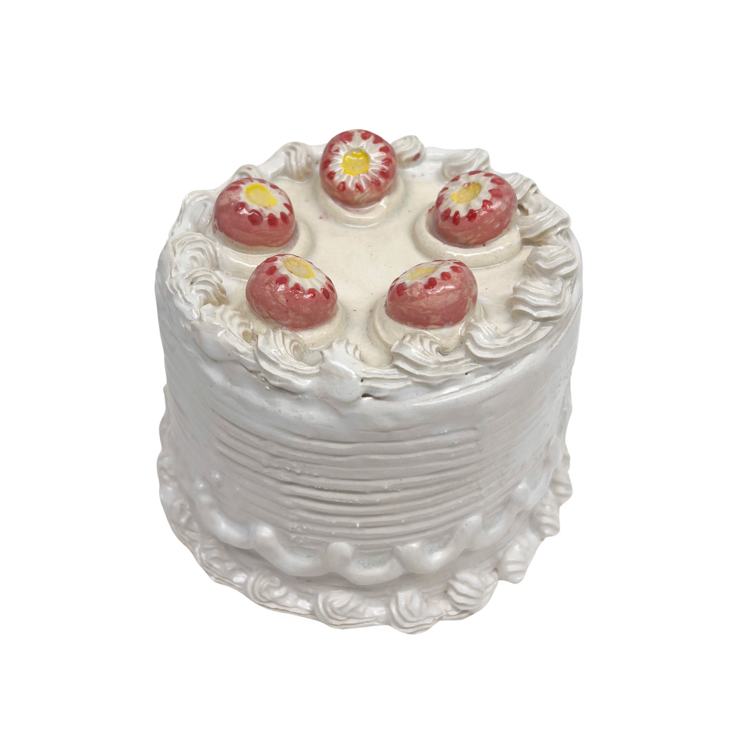 White Cake With Flower Medallions 6