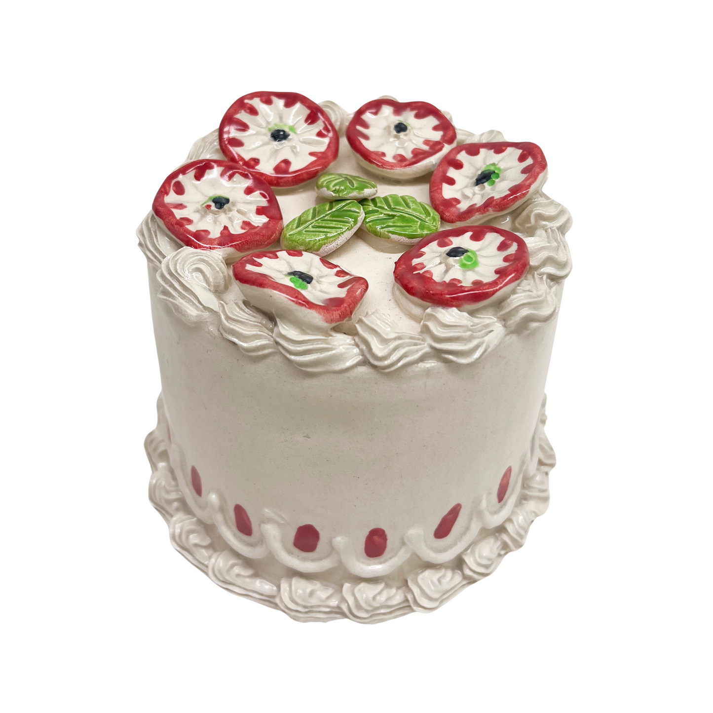 White Cake With Red Tipped Flowers 13