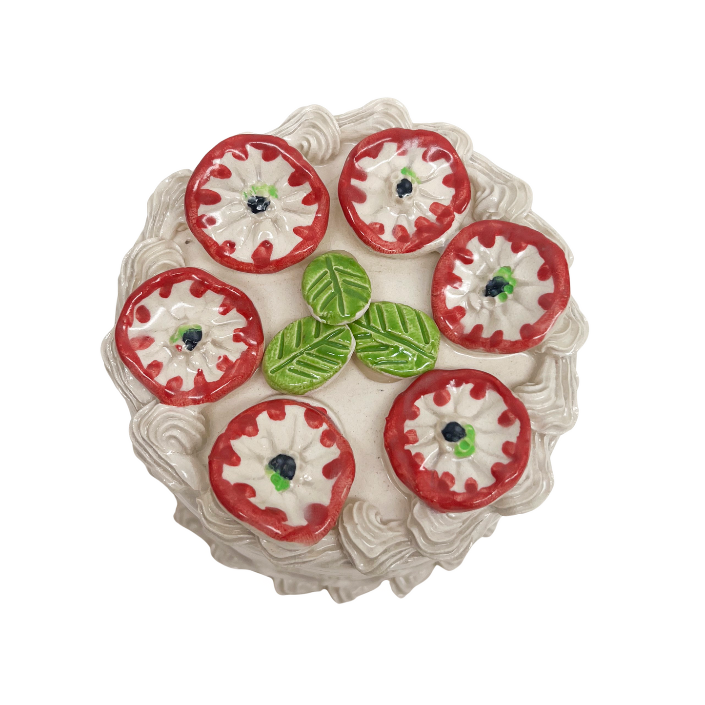 White Cake With Red Tipped Flowers 13