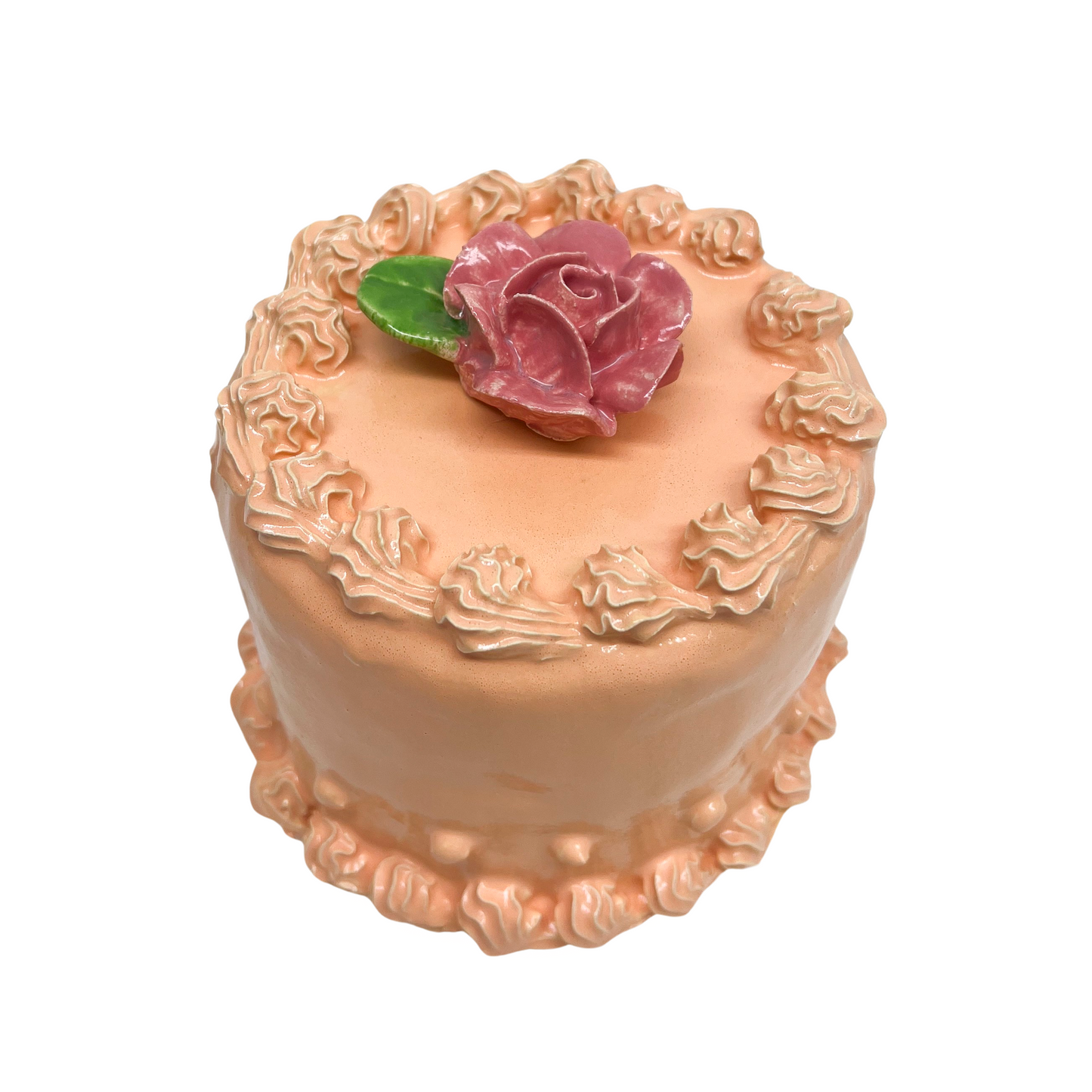 Peach Cake With Pink Rose 2