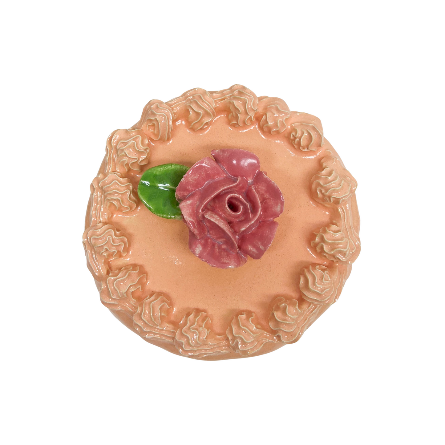 Peach Cake With Pink Rose 2