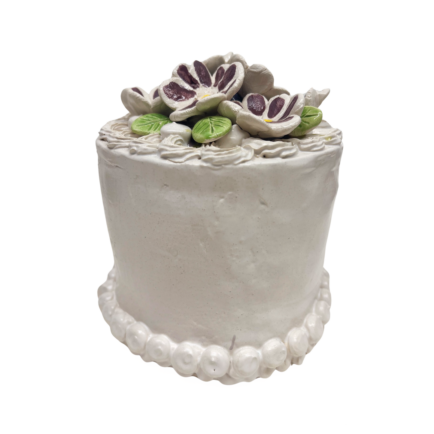 White Cake With Purple Flowers 27