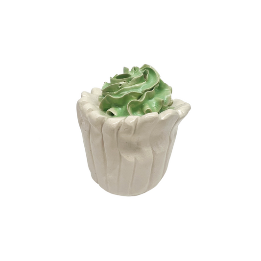 White Cupcake With Green Frosting