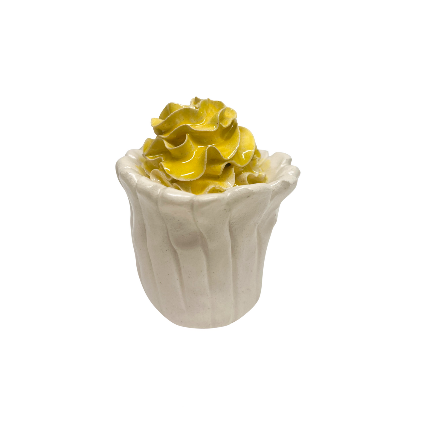 White Cupcake With Yellow Frosting