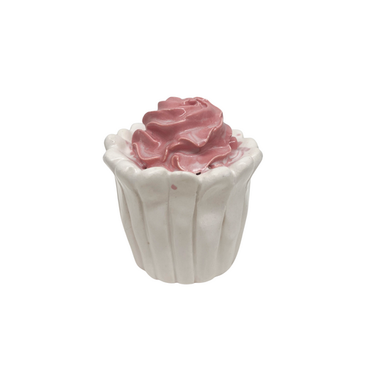 White Cupcake With Pink Frosting