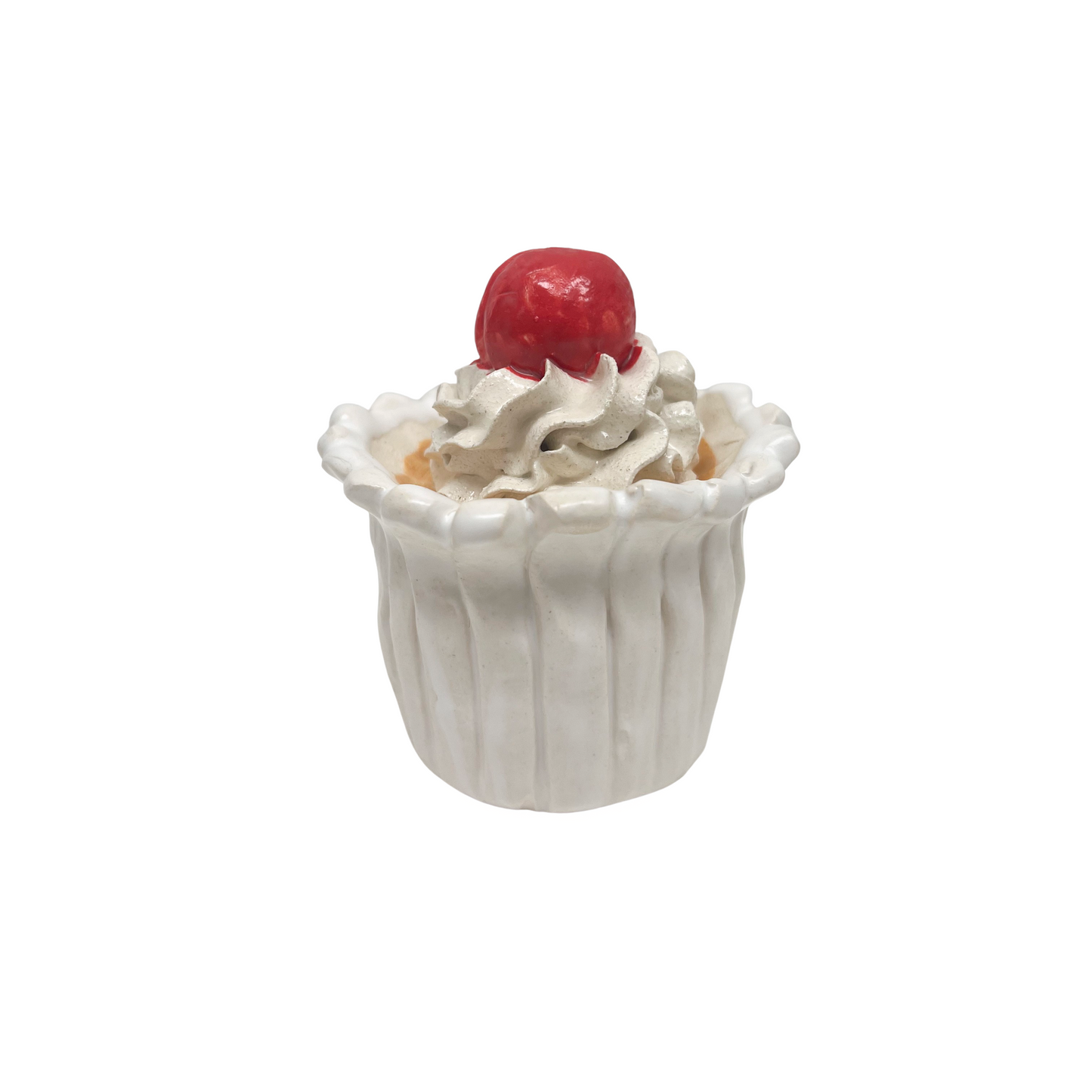 White Cupcake With Red Cherry