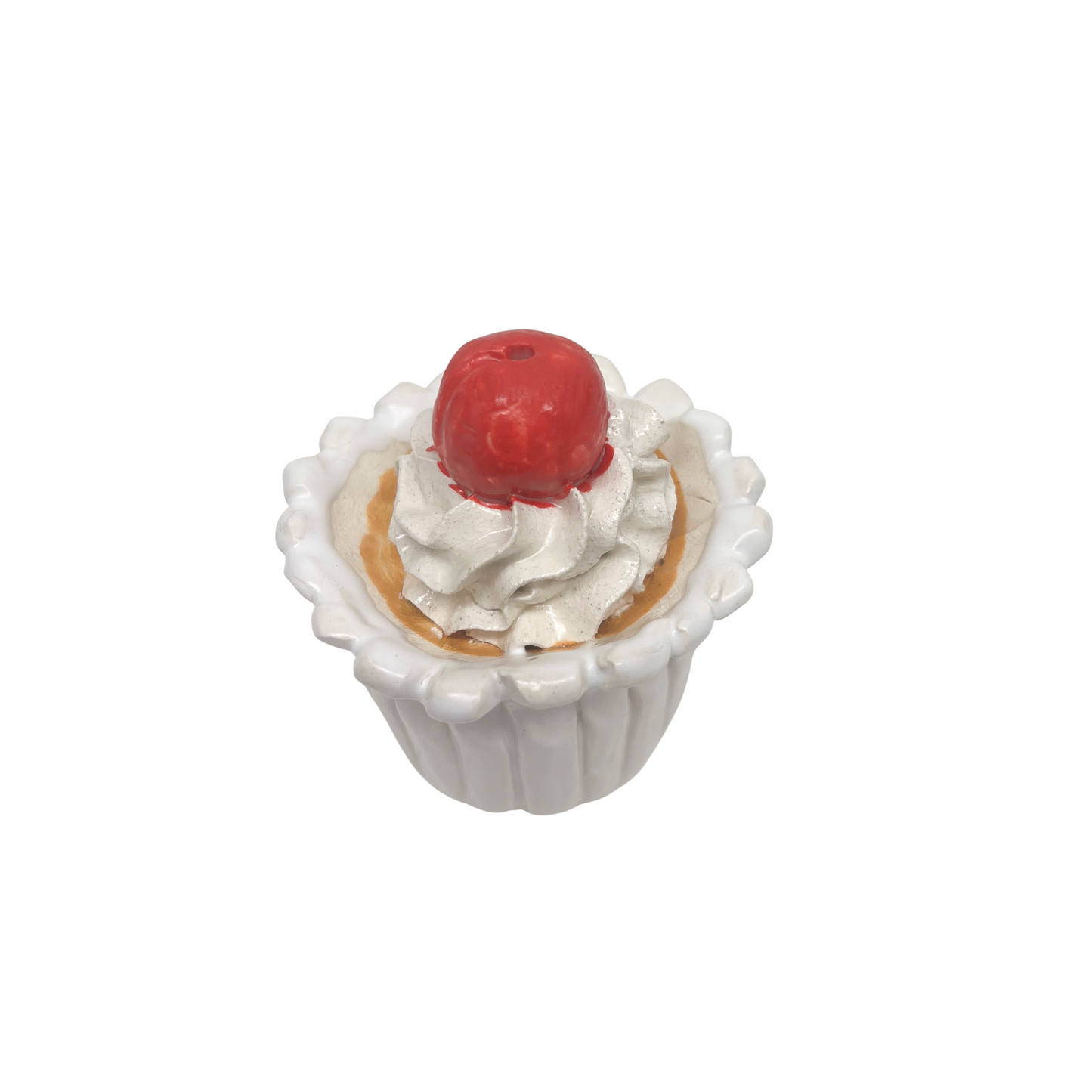 White Cupcake With Red Cherry