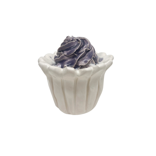 White Cupcake With Purple Frosting