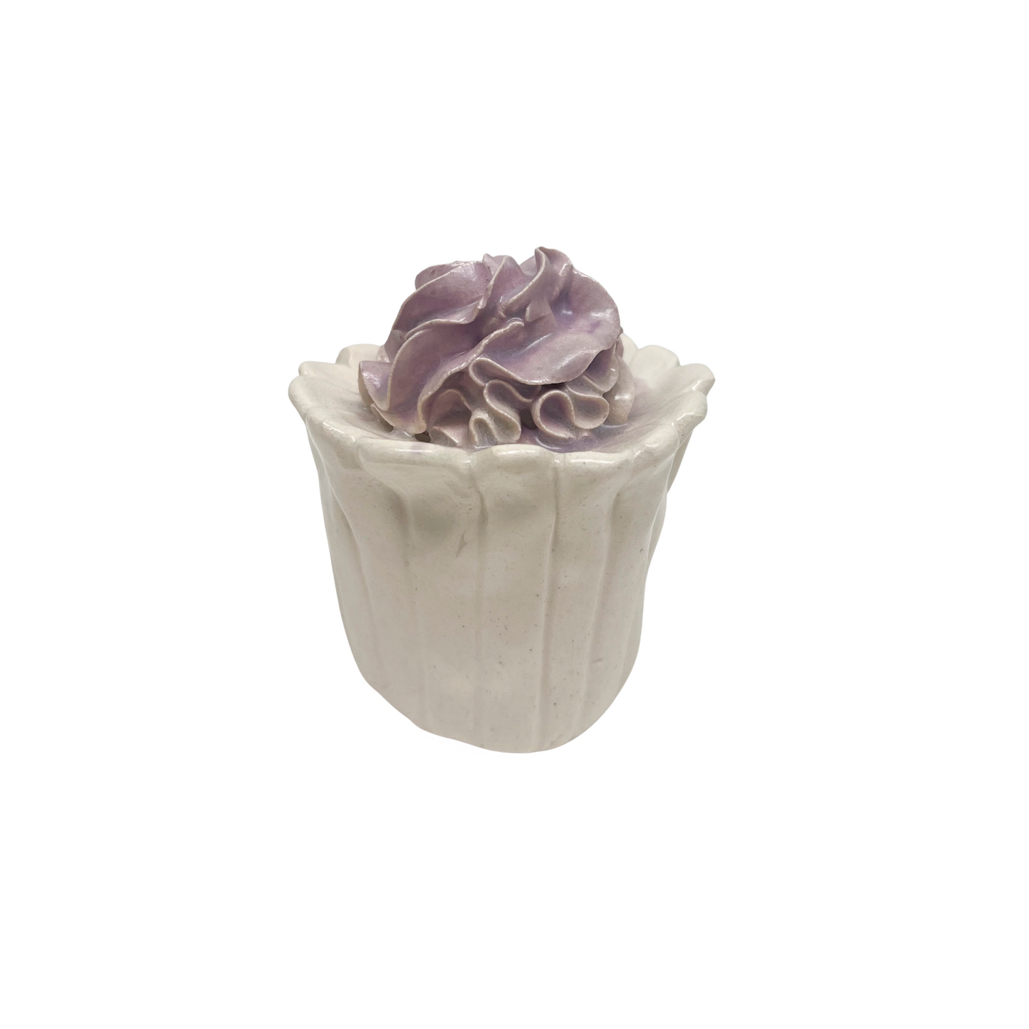 White Cupcake With Light Purple Frosting