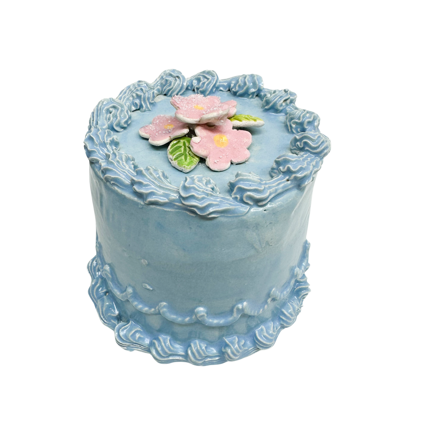 Blue Petite Cake With Pink Flowers