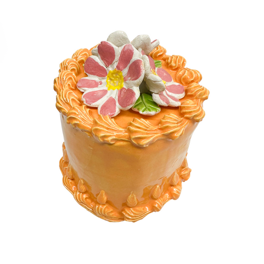 Orange Petite Cake With Pink Flowers