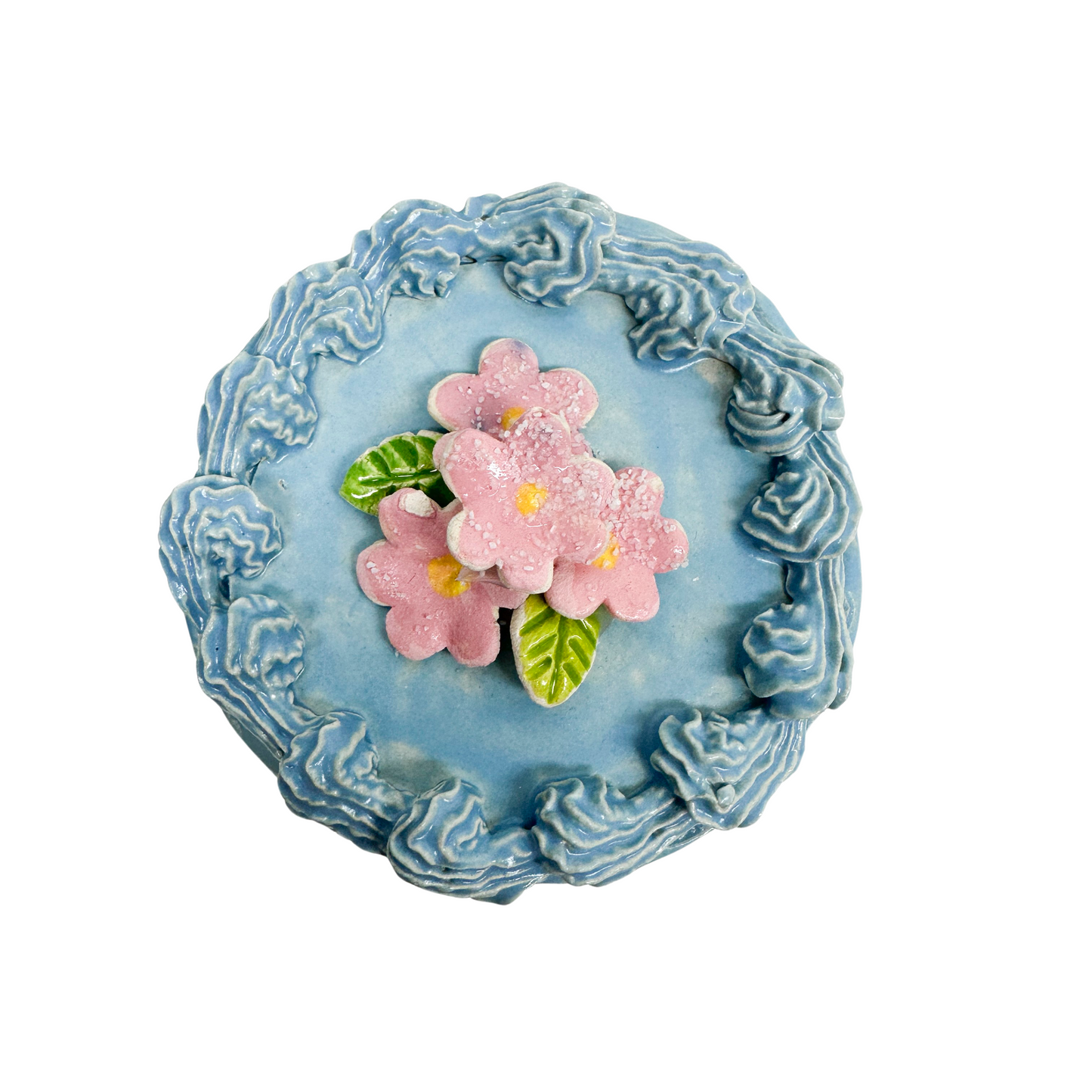 Blue Petite Cake With Pink Flowers