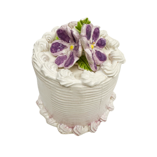 White Petite Cake With Purple Flowers