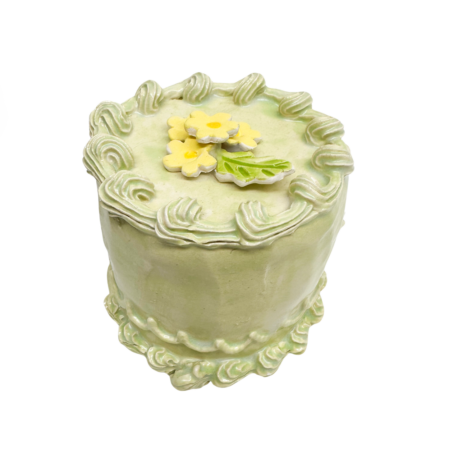 Green Petite Cake With Yellow Flowers